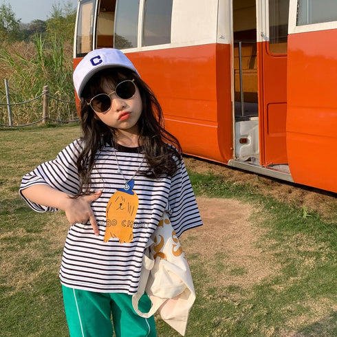 Summer cartoon bottoming shirt baby printed loose top